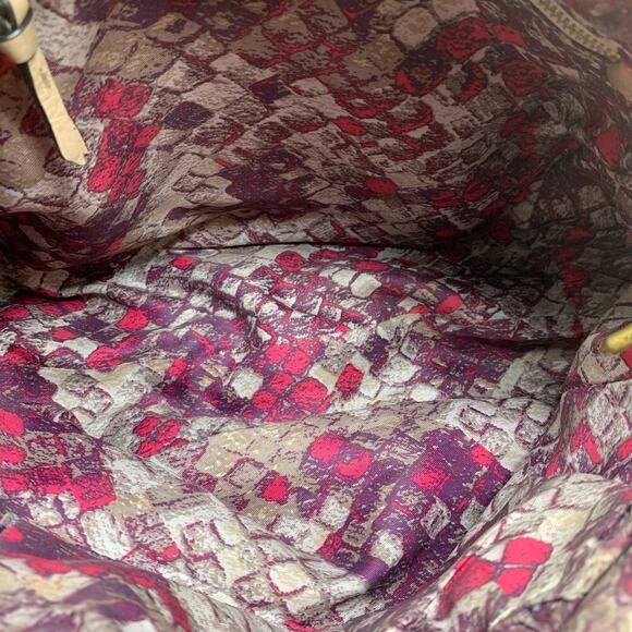 Elliott Lucca Tan Pebbled Leather Top Handle Satchel Purse Bag Chain Strap READ - Picture 12 of 13